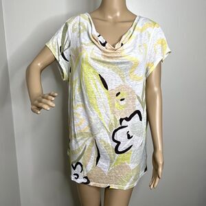 Rachel Zoe Linen Floral Patterned Cowl Top